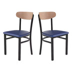 Chaise de salle à manger industrielle Emma and Oliver avec cadre en acier laminé et assise en bois massif – Capacité de poids statique de 500 lb
