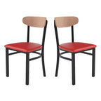 Chaise de salle à manger industrielle Emma and Oliver avec cadre en acier laminé et assise en bois massif – Capacité de poids statique de 500 lb