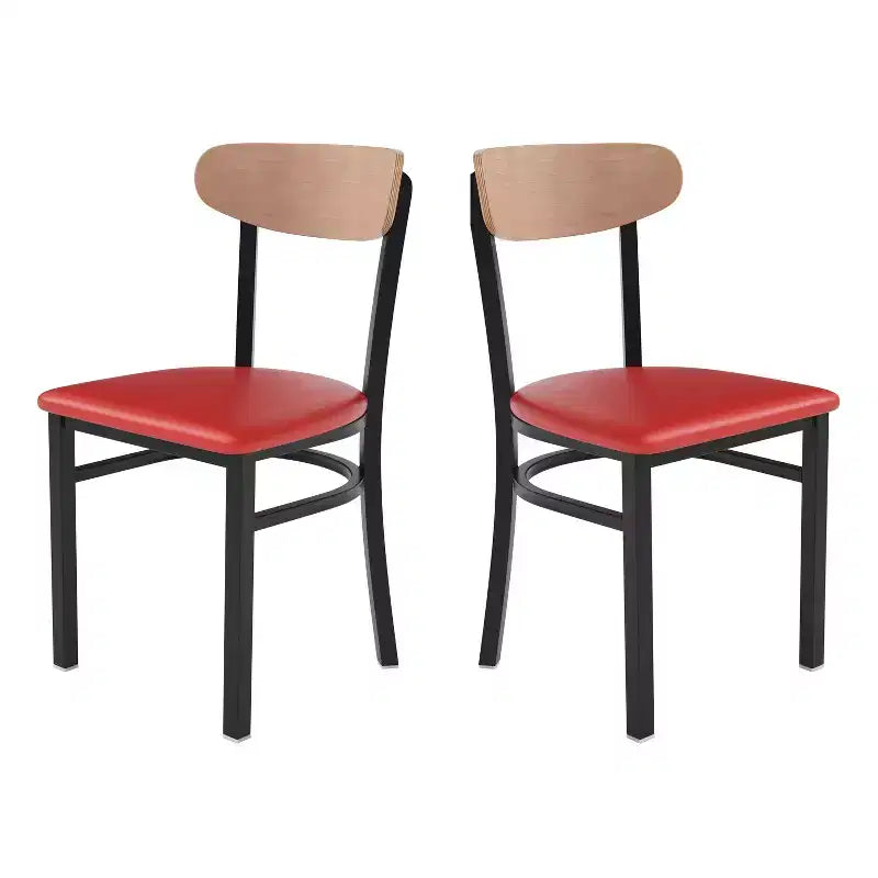 Chaise de salle à manger industrielle Emma and Oliver avec cadre en acier laminé et assise en bois massif – Capacité de poids statique de 500 lb