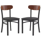 Emma and Oliver Industrial Dining Chair with Rolled Steel Frame and Solid Wood Seat - 500 lbs. Static Weight Capacity