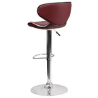 Lot de 2 tabourets de bar contemporains confortables Emma et Oliver avec dossier mi-haut en vinyle, réglables en hauteur avec piètement chromé