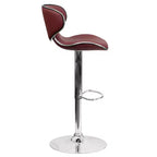 Lot de 2 tabourets de bar contemporains confortables Emma et Oliver avec dossier mi-haut en vinyle, réglables en hauteur avec piètement chromé