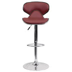 Lot de 2 tabourets de bar contemporains confortables Emma et Oliver avec dossier mi-haut en vinyle, réglables en hauteur avec piètement chromé