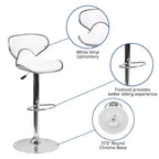 Lot de 2 tabourets de bar contemporains confortables Emma et Oliver avec dossier mi-haut en vinyle, réglables en hauteur avec piètement chromé