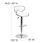 Lot de 2 tabourets de bar contemporains confortables Emma et Oliver avec dossier mi-haut en vinyle, réglables en hauteur avec piètement chromé
