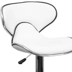 Lot de 2 tabourets de bar contemporains confortables Emma et Oliver avec dossier mi-haut en vinyle, réglables en hauteur avec piètement chromé