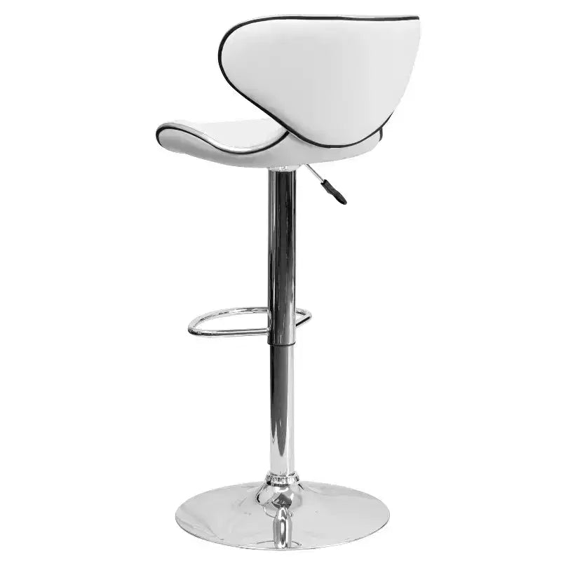 Lot de 2 tabourets de bar contemporains confortables Emma et Oliver avec dossier mi-haut en vinyle, réglables en hauteur avec piètement chromé