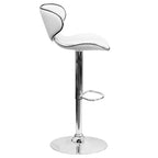 Lot de 2 tabourets de bar contemporains confortables Emma et Oliver avec dossier mi-haut en vinyle, réglables en hauteur avec piètement chromé