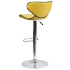 Lot de 2 tabourets de bar contemporains confortables Emma et Oliver avec dossier mi-haut en vinyle, réglables en hauteur avec piètement chromé