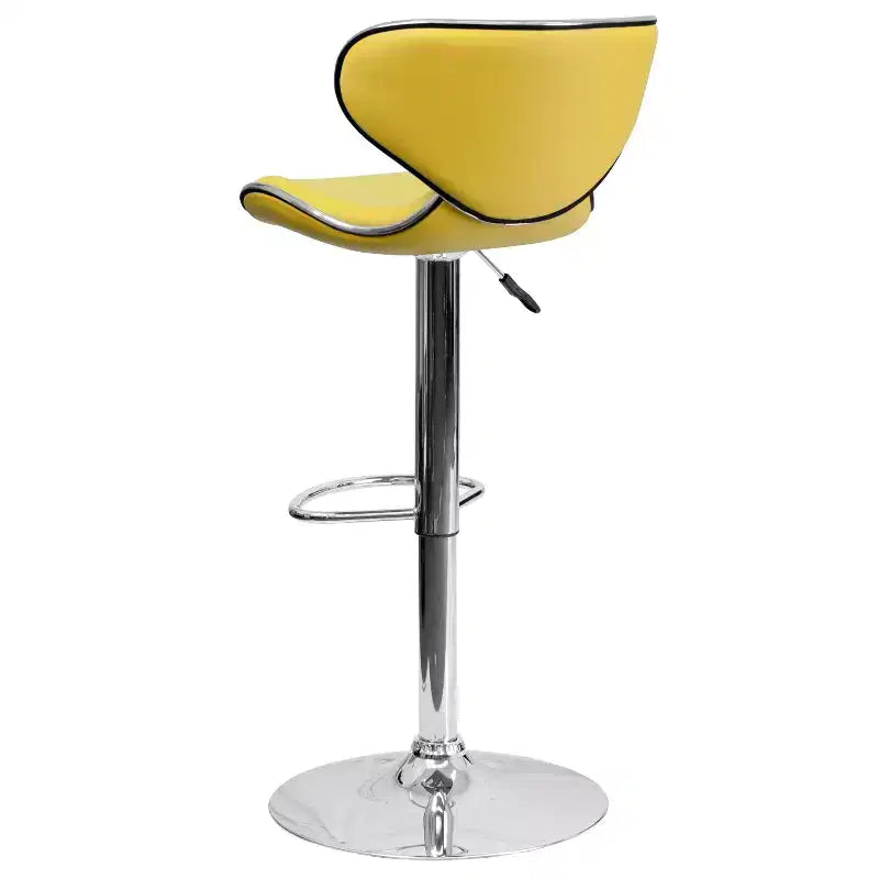Lot de 2 tabourets de bar contemporains confortables Emma et Oliver avec dossier mi-haut en vinyle, réglables en hauteur avec piètement chromé