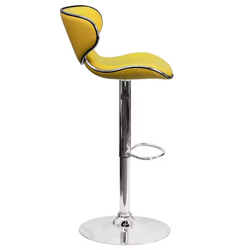 Lot de 2 tabourets de bar contemporains confortables Emma et Oliver avec dossier mi-haut en vinyle, réglables en hauteur avec piètement chromé
