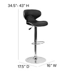 Lot de 2 tabourets de bar contemporains confortables Emma et Oliver avec dossier mi-haut en vinyle, réglables en hauteur avec piètement chromé