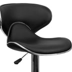 Lot de 2 tabourets de bar contemporains confortables Emma et Oliver avec dossier mi-haut en vinyle, réglables en hauteur avec piètement chromé