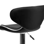 Lot de 2 tabourets de bar contemporains confortables Emma et Oliver avec dossier mi-haut en vinyle, réglables en hauteur avec piètement chromé