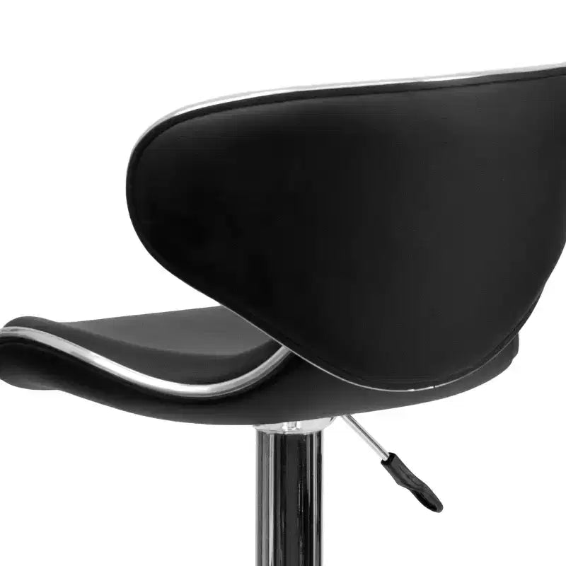Lot de 2 tabourets de bar contemporains confortables Emma et Oliver avec dossier mi-haut en vinyle, réglables en hauteur avec piètement chromé