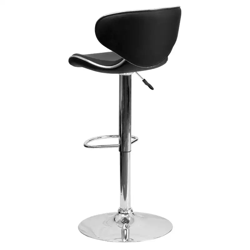 Lot de 2 tabourets de bar contemporains confortables Emma et Oliver avec dossier mi-haut en vinyle, réglables en hauteur avec piètement chromé