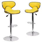 Lot de 2 tabourets de bar contemporains confortables Emma et Oliver avec dossier mi-haut en vinyle, réglables en hauteur avec piètement chromé