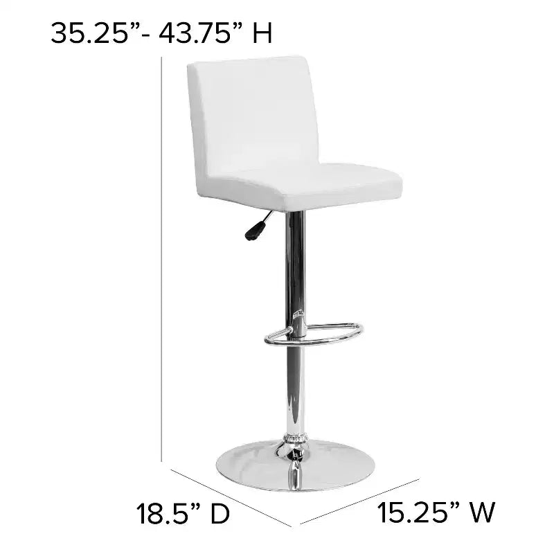 Lot de 2 tabourets de bar contemporains en vinyle à hauteur réglable Emma et Oliver avec dossier et base chromée