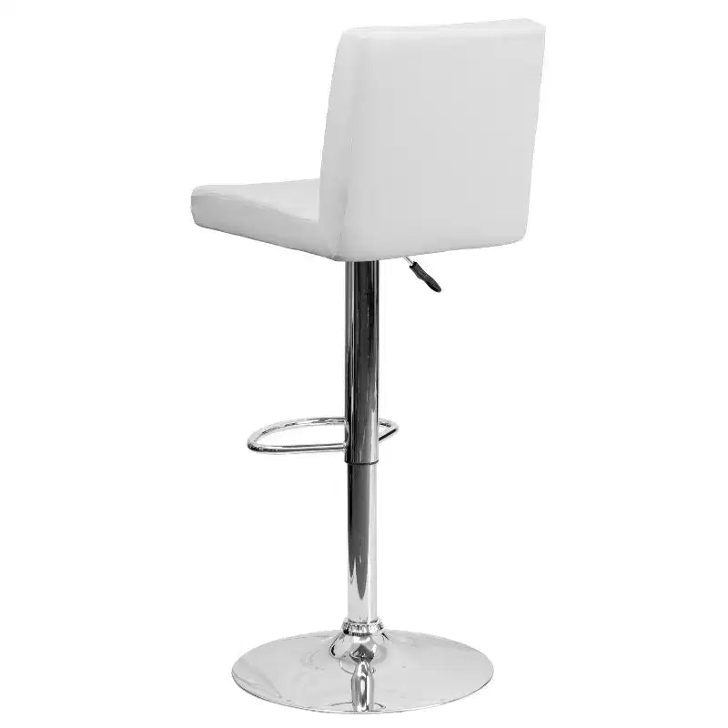 Lot de 2 tabourets de bar contemporains en vinyle à hauteur réglable Emma et Oliver avec dossier et base chromée