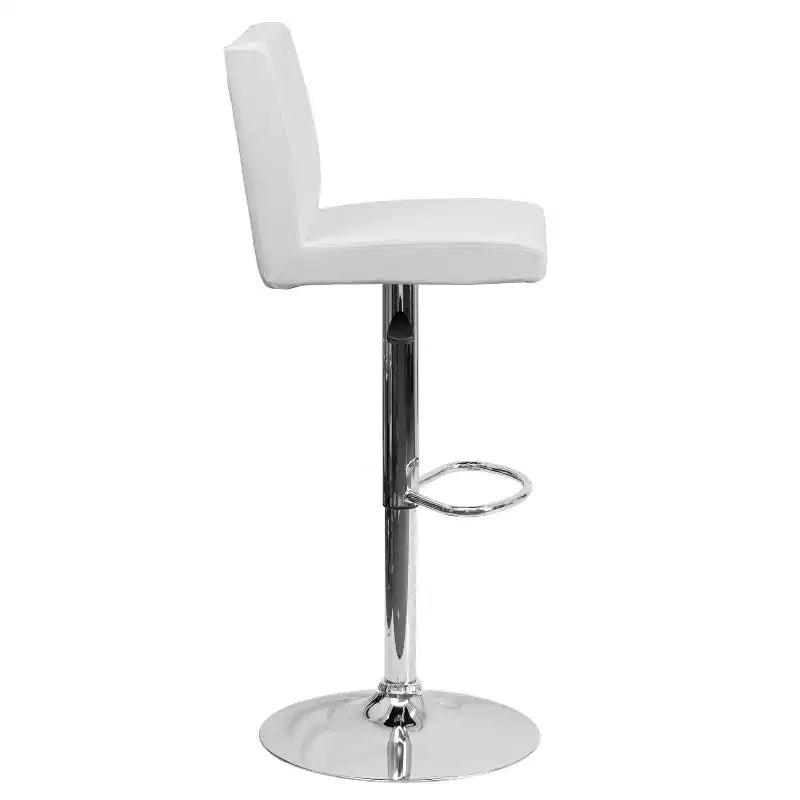 Lot de 2 tabourets de bar contemporains en vinyle à hauteur réglable Emma et Oliver avec dossier et base chromée