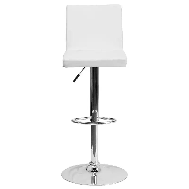 Lot de 2 tabourets de bar contemporains en vinyle à hauteur réglable Emma et Oliver avec dossier et base chromée