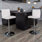 Lot de 2 tabourets de bar contemporains en vinyle à hauteur réglable Emma et Oliver avec dossier et base chromée