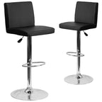 Lot de 2 tabourets de bar contemporains en vinyle à hauteur réglable Emma et Oliver avec dossier et base chromée