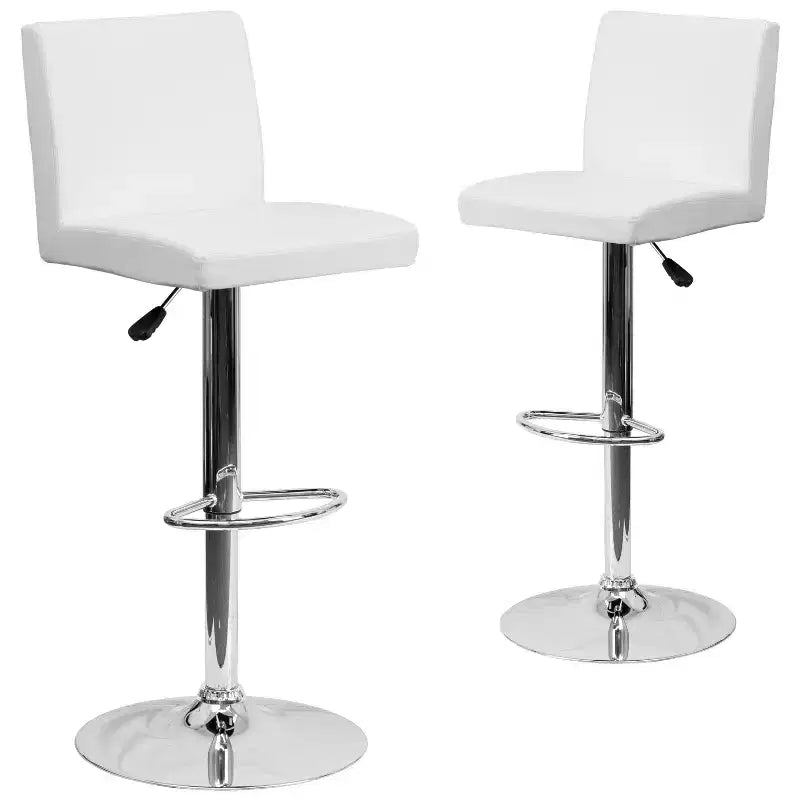 Lot de 2 tabourets de bar contemporains en vinyle à hauteur réglable Emma et Oliver avec dossier et base chromée