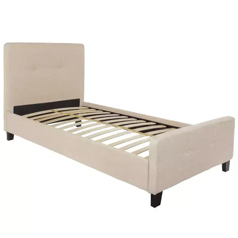 Lit plateforme capitonné Emma et Oliver avec matelas à ressorts ensachés de 25 cm