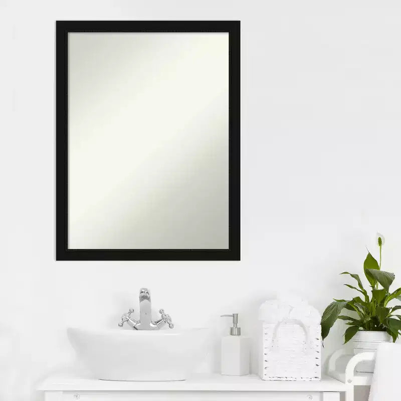 Miroir mural de salle de bain Amanti Art Avon noir étroit sans biseau