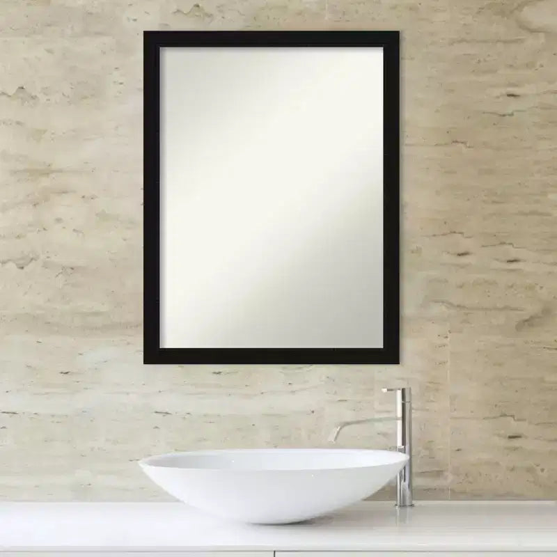 Miroir mural de salle de bain Amanti Art Avon noir étroit sans biseau