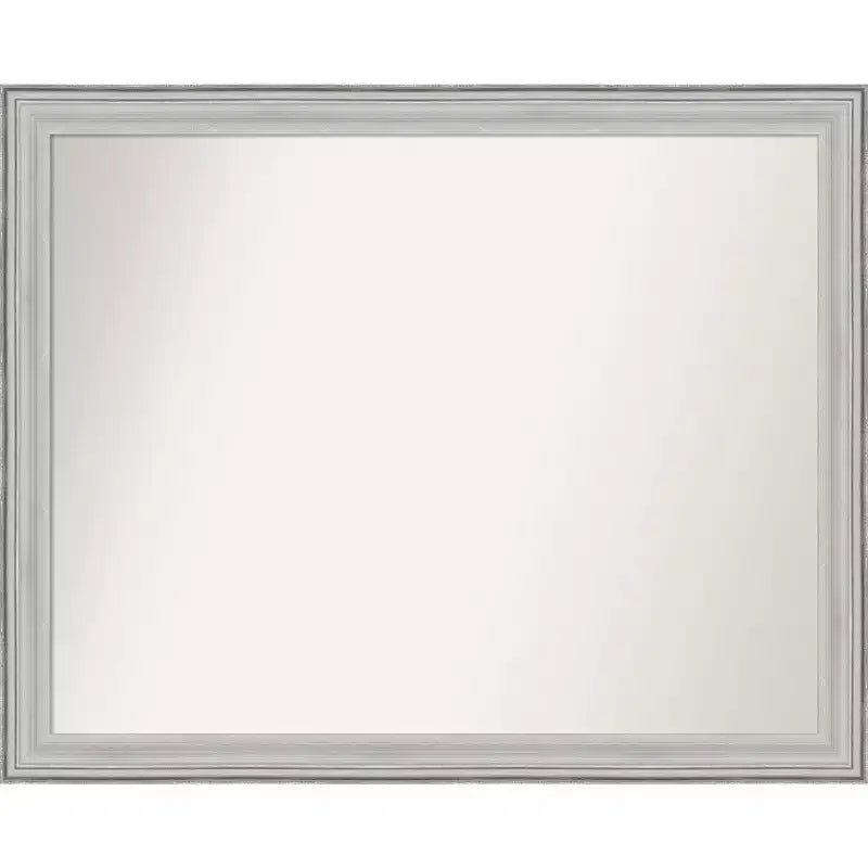 Amanti Art Bel Volto Silver Non-Beveled Wood Bathroom Wall Mirror
