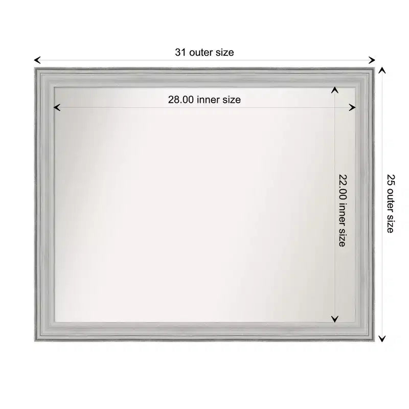 Miroir mural de salle de bain Amanti Art Bel Volto en bois argenté non biseauté