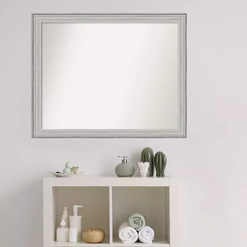 Miroir mural de salle de bain Amanti Art Bel Volto en bois argenté non biseauté
