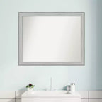 Miroir mural de salle de bain Amanti Art Bel Volto en bois argenté non biseauté
