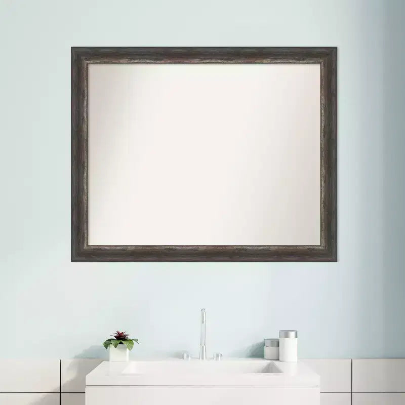 Miroir mural de salle de bain Amanti Art Bark Rustic Char Narrow non biseauté