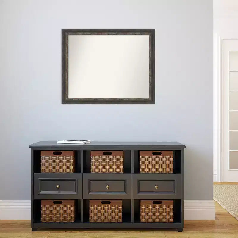 Miroir mural de salle de bain Amanti Art Bark Rustic Char Narrow non biseauté