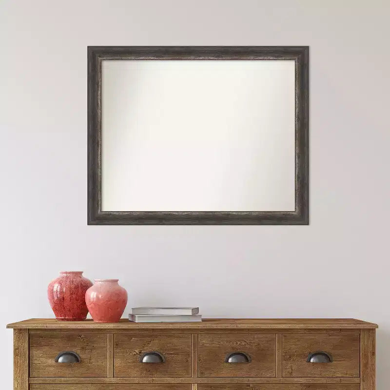 Miroir mural de salle de bain Amanti Art Bark Rustic Char Narrow non biseauté