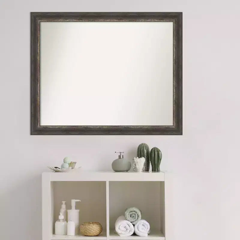 Miroir mural de salle de bain Amanti Art Bark Rustic Char Narrow non biseauté