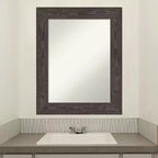 Miroir mural de salle de bain Amanti Art Bridge noir non biseauté en bois 30 x 24 po