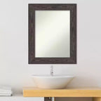 Miroir mural de salle de bain Amanti Art Bridge noir non biseauté en bois 30 x 24 po