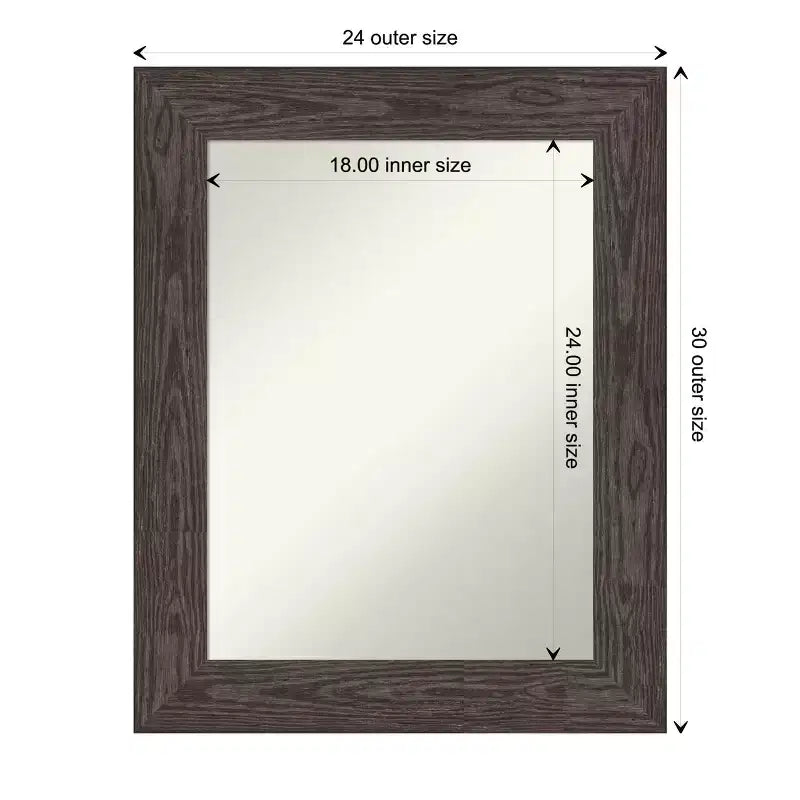 Miroir mural de salle de bain Amanti Art Bridge noir non biseauté en bois 30 x 24 po