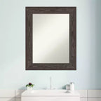 Miroir mural de salle de bain Amanti Art Bridge noir non biseauté en bois 30 x 24 po