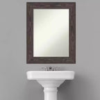 Miroir mural de salle de bain Amanti Art Bridge noir non biseauté en bois 30 x 24 po