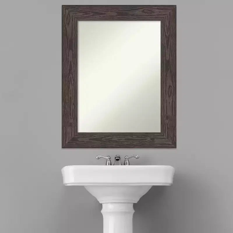 Miroir mural de salle de bain Amanti Art Bridge noir non biseauté en bois 30 x 24 po