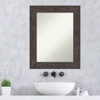Miroir mural de salle de bain Amanti Art Bridge noir non biseauté en bois 30 x 24 po