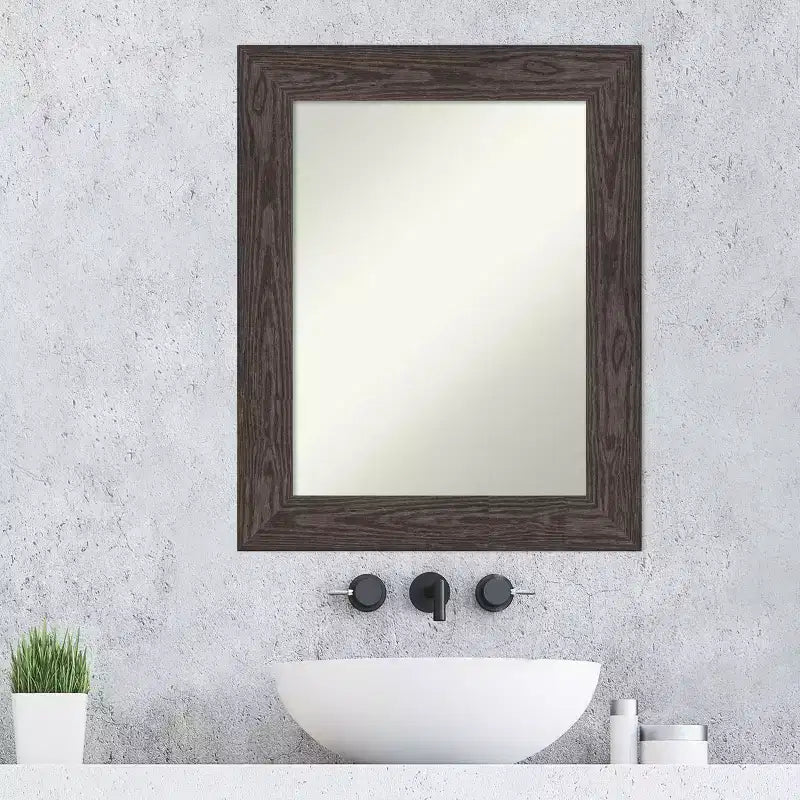 Miroir mural de salle de bain Amanti Art Bridge noir non biseauté en bois 30 x 24 po