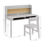 Bureau pour enfant Martha Stewart avec rehausseur et chaise – Bureau pour enfant avec étagère de rangement et tableau en liège, table d'activités pour chambre d'enfant, garçons et filles