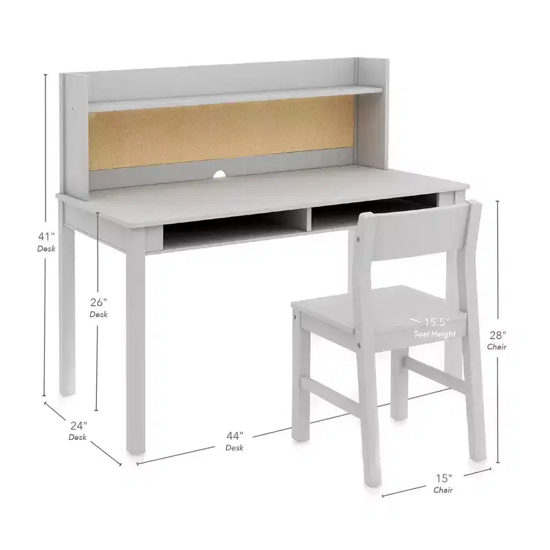 Bureau pour enfant Martha Stewart avec rehausseur et chaise – Bureau pour enfant avec étagère de rangement et tableau en liège, table d'activités pour chambre d'enfant, garçons et filles