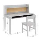 Bureau pour enfant Martha Stewart avec rehausseur et chaise – Bureau pour enfant avec étagère de rangement et tableau en liège, table d'activités pour chambre d'enfant, garçons et filles